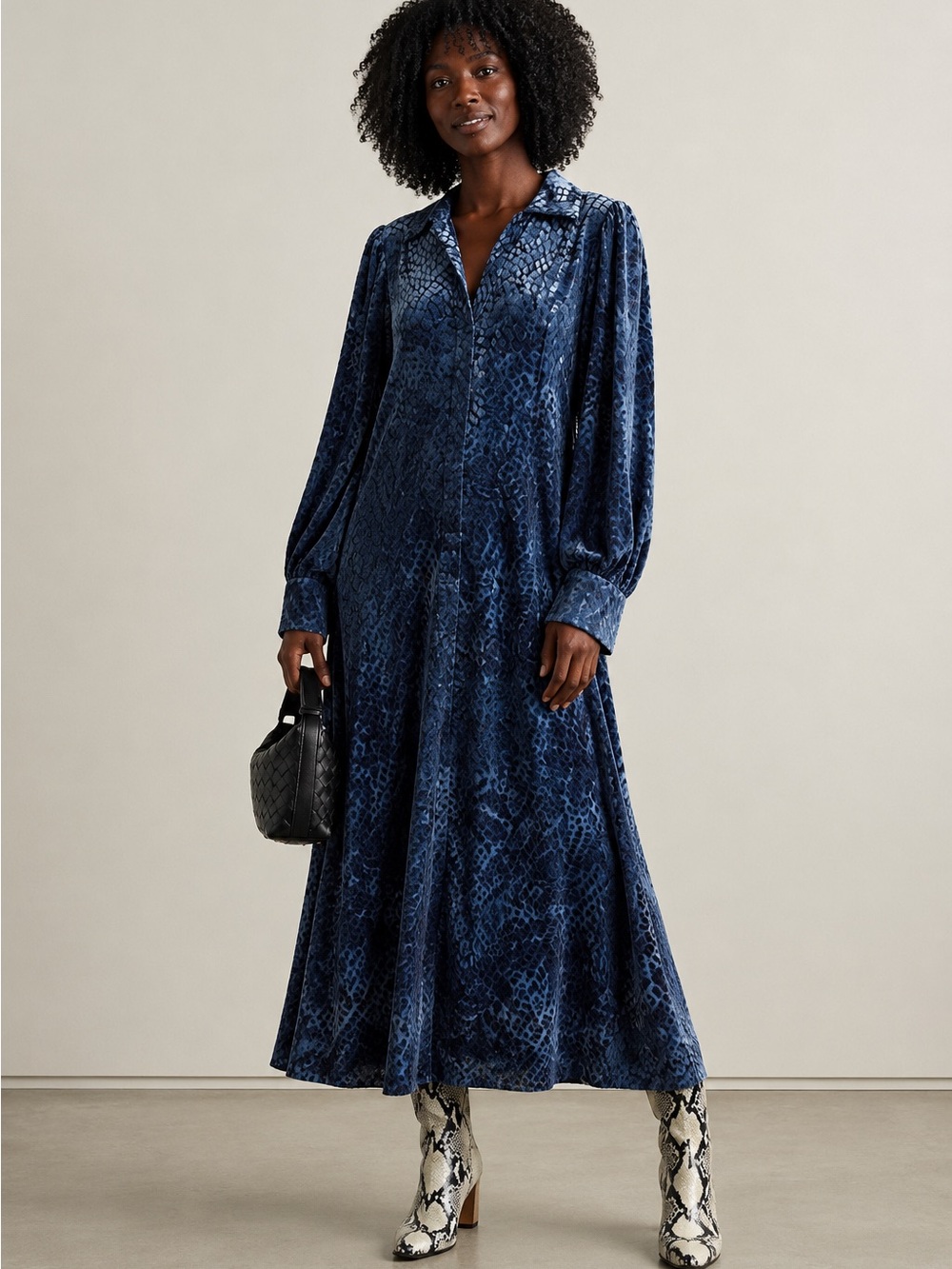 🐍✨ Ulla Johnson Thalia Velvet Shirt Dress in Marine‎ Size 2 ✨🐍